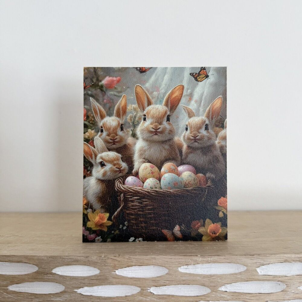 Mini Wood Easter Bunny Sign Bunnies With Easter Eggs